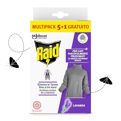 Raid Gel Anti-Tarme per Vestiti con Profumo di Lavanda