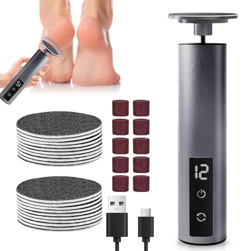 Rimozione Calli Elettrica 2 in 1 per Piedi, Pedicure Professionale Velocità Regolabile