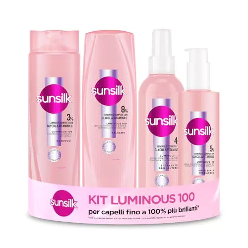 Sunsilk Luminous Kit Cura Capelli con Shampoo, Balsamo, Siero e Spray Brillantezza