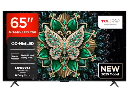 TCL 65C6K QD-Mini LED TV 4K HDR Premium, Smart Google TV Dolby Vision Atmos