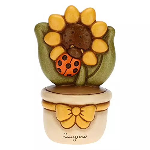 THUN Vasetto Soprammobile con Girasole e Coccinella Idea Regalo Decorativa