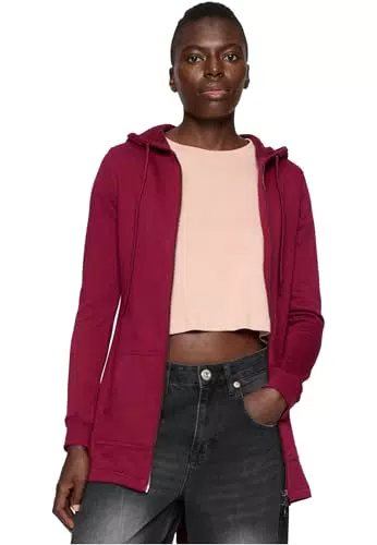 URBAN CLASSICS Felpa Lunga con Cappuccio da Donna, Cardigan Lungo con Zip a Coulisse