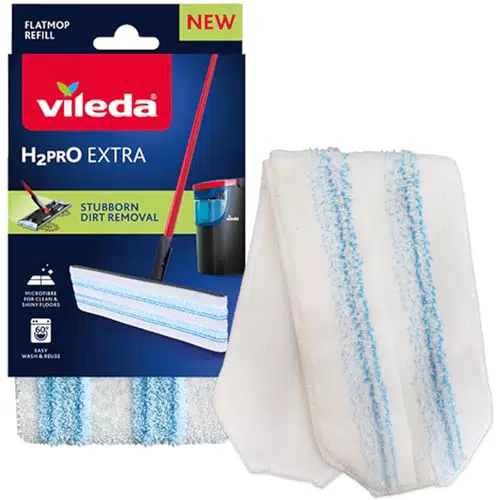 Vileda H2PrO Flat Mop Ricambio, Panno resistente in microfibra