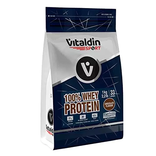 VITALDIN SPORT 100% Whey Protein in Polvere con Digezyme per Sviluppo Muscolare