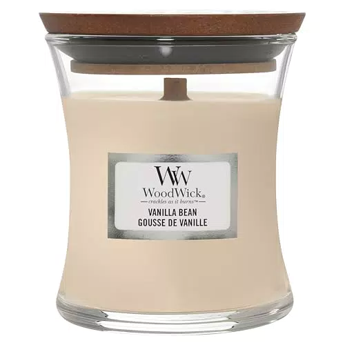 WoodWick Candela Profumata con Stoppino Scoppiettante Modello Baccello di Vaniglia