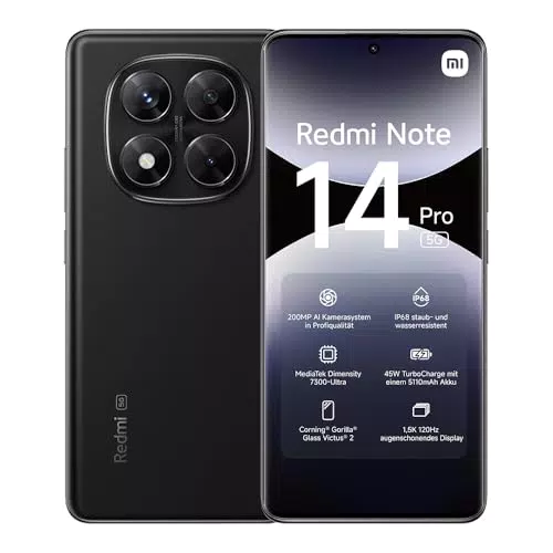 Xiaomi Redmi Note 14 Pro 5G Smartphone 12GB 512GB Fotocamera AI 200MP IP68