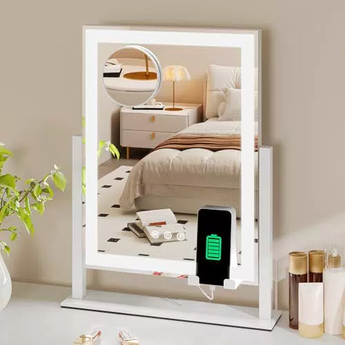 YITAHOME Specchio cosmetico con luci LED, controllo touch e porta USB