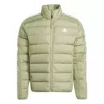 adidas Uomo Essentials 3-Stripes Light Down Jacket, TENT GREEN F16