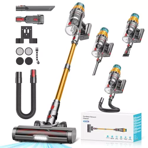 Aspirapolvere Senza Fili 48KPa/550W/70 Min, 2.0L, Scopa Elettrica Senza Fili Potente con OLED Touch Intelligente