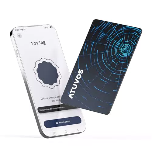 ATUVOS Air Tag Card Pro Tracker Ricaricabile per Android e iOS, Localizzatore Smart