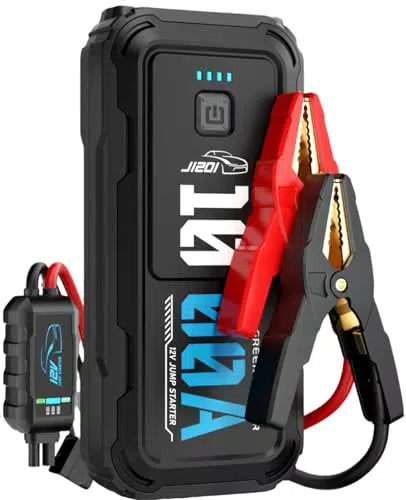 Avviatore Batteria Auto 1000A Portatile con Cavi Smart e Kit Emergenza 12V