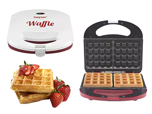 Beper BT.602H Waffle Maker con Piastre Antiaderenti e Piedini Antiscivolo