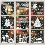 Bigqin Adesivi Natalizi per Finestre Doppio Lato, Decorazioni Vetrofanie Natale