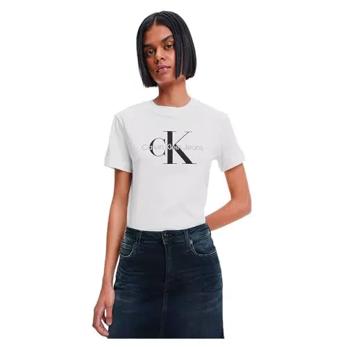 Calvin Klein T-Shirt Donna Core Monologo a Maniche Corte Scollo Rotondo