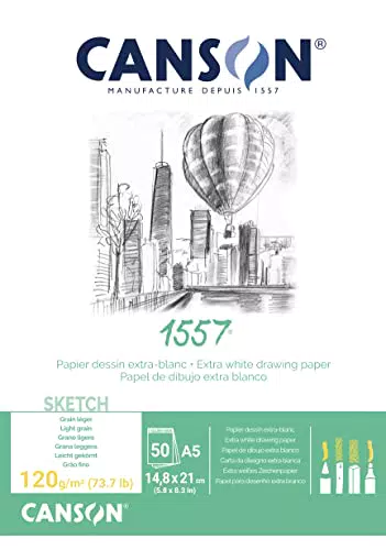 Canson 1557 Blocco Carta da Disegno Grana Leggera Formato A5