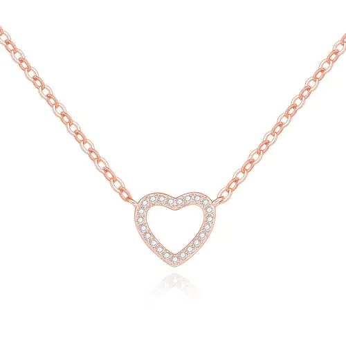 Cosie Lily Collana Donna Argento Sterling 925 con Cuore e Ciondolo Diamante