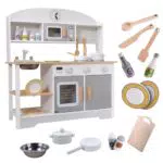 Cucina giocattolo in legno Montessori per bambini con accessori educativi