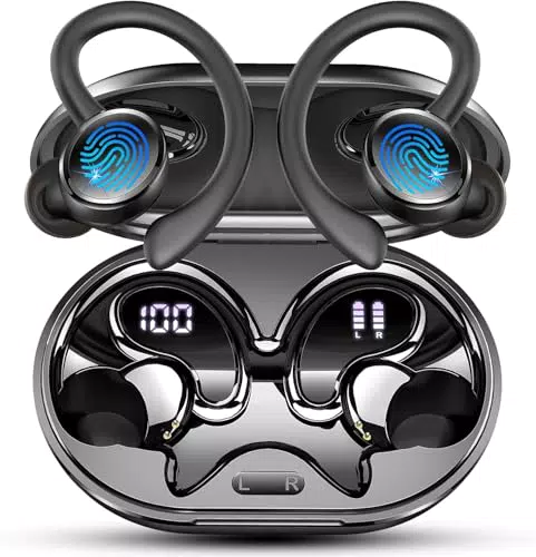 Auricolari Bluetooth 5.4 Sport con Cancellazione Rumore, HiFi Bass e LED Display