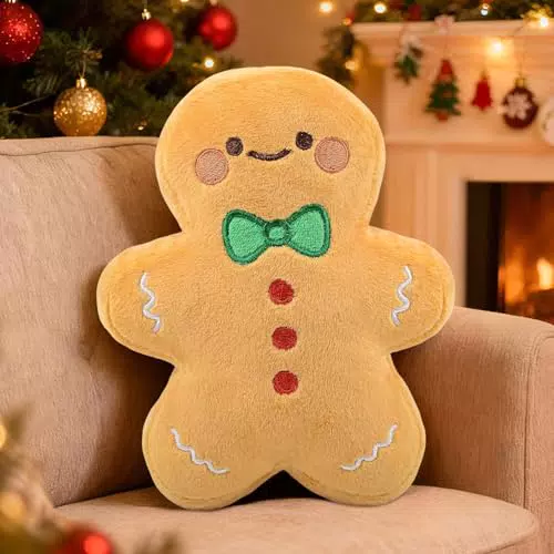 Cuscino natalizio in peluche a forma di pan di zenzero, decorazione e regalo