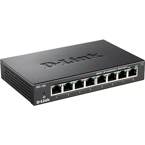 D-Link DES-108 Switch Fast Ethernet a 8 Porte con Struttura in Metallo