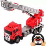 deAO Camion Pompieri Radiocomandato con Scala Estensibile per Bambini 3-6 Anni