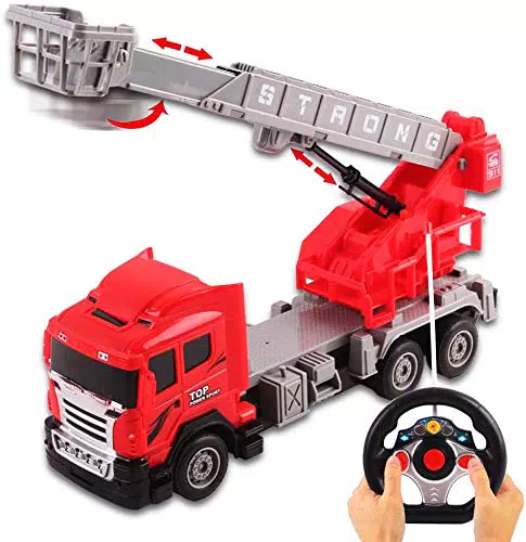 deAO Camion Pompieri Radiocomandato con Scala Estensibile per Bambini 3-6 Anni