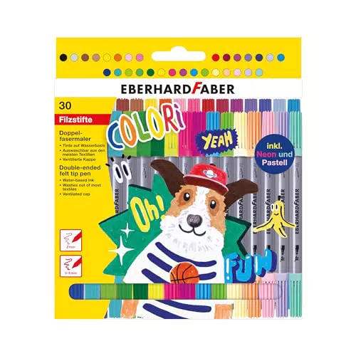 Eberhard Faber 550030 Set Pennarelli e Matite Colorate Punta Spessa e Sottile