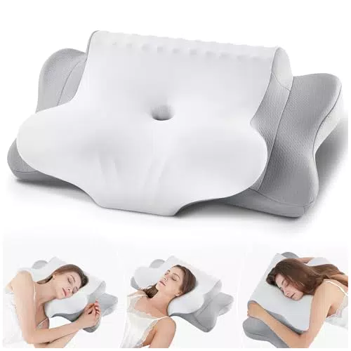 FAIORD Cuscino Cervicale Memory Foam Ergonomico per Dormire su Fianco e Schiena