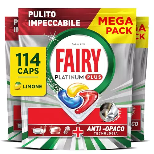 Fairy Platinum Plus pastiglie lavastoviglie anti-grasso con tecnologia anti-opaco