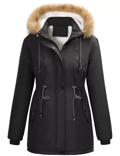 FemiChic Cappotto Invernale da Donna con Cappuccio e Fodera in Pile