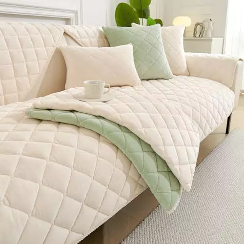 GKXLH Copridivano Lavabile Antiscivolo in Pile per Divano e Divano Angolare