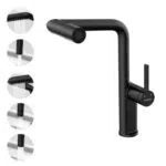 HURRAN Miscelatore cucina con doccetta estraibile e 5 modalità, girevole 360°