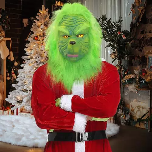 ITMNMNL Maschera Grinch in Lattice per Feste, Carnevale e Natale Adulti