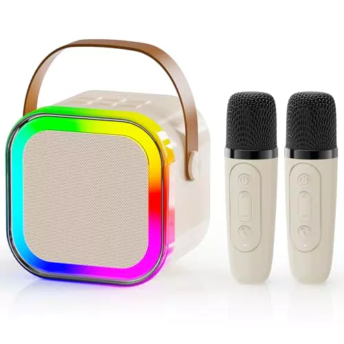JYX Cassa Karaoke Bluetooth con Microfoni Wireless e LED per Bambini e Adulti