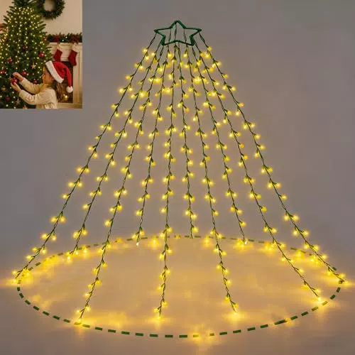 Luci LED per Albero di Natale con Timer, 8 Modalità, Impermeabili per Interno ed Esterno