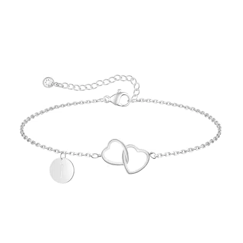 LUXYSODE Bracciale donna con ciondolo cuore e iniziali A-Z, regalo elegante