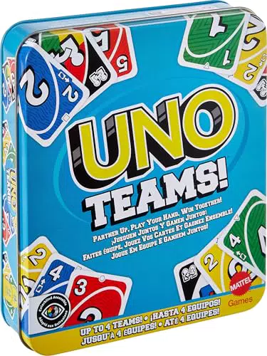 Mattel UNO Teams Gioco da Tavolo Versione a Squadre con Regole Speciali JDM40