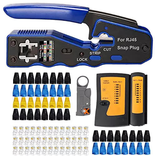 Mayline Kit Crimpatura Professionale per Cavi di Rete RJ45/RJ11/RJ12 con LAN Tester