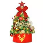 Albero di Natale Artificiale da Tavolo con Luci LED e Decorazioni Natalizie