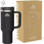 Mont-Clair Bicchiere da viaggio isolato in acciaio inox con manico e cannuccia