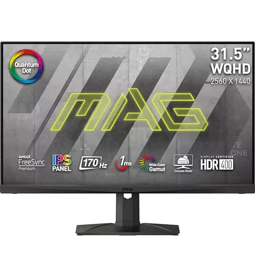 MSI MAG321QR-QD Monitor Gaming 31.5" WQHD IPS 170Hz 1ms FreeSync HDR 400
