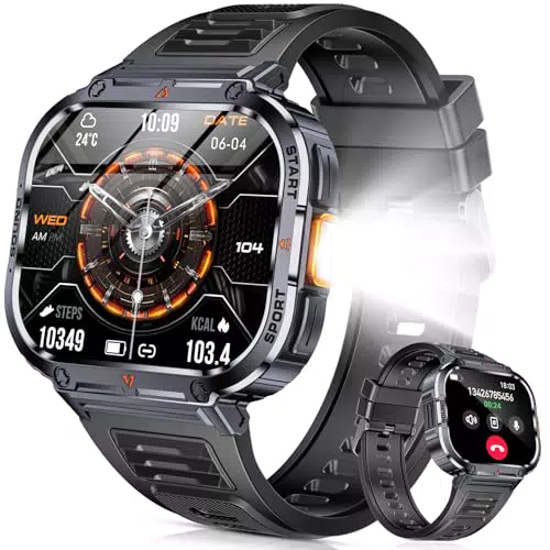 Smartwatch uomo con funzione telefono, display 2" HD, torcia LED, IP68, 100+ sport