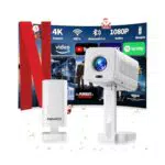 Mini proiettore 4K compatibile 1080P, WiFi 6, Bluetooth, autofocus, rotabile 90°