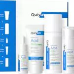 QUIYUM Set Skincare Viso con Acido Ialuronico – Detergente, Tonico, Crema, Siero