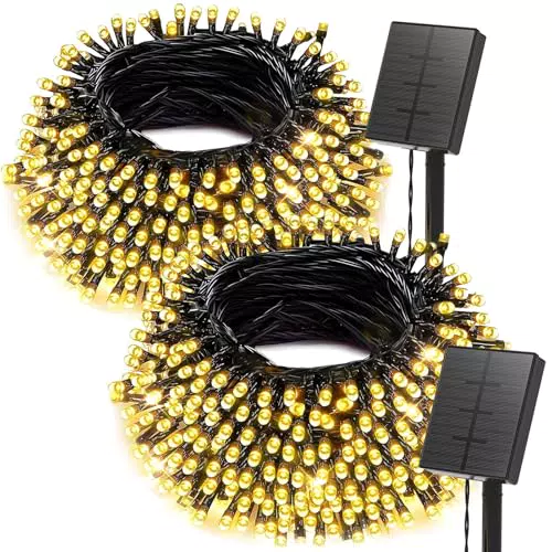 SOLARBABY Luci Natale Esterno Solare, 2×20M 200LED Catena Luminosa Esterno Solare