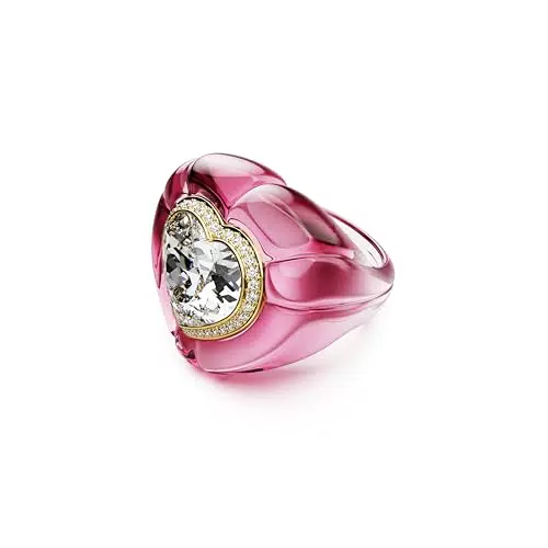 Swarovski Dulcis Anello Cocktail Pavé Cristalli e Pietra a Cuore Placcato Oro