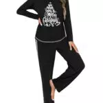 Terecey Pigiama Donna Invernale Cotone Lungo con Tasche Morbido e Confortevole