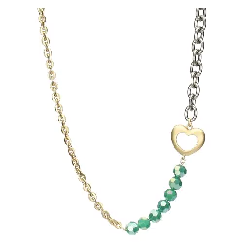 THUN Collana Cuore e Perline in Metallo, Vetro e Resina Collezione Dedicato a Te