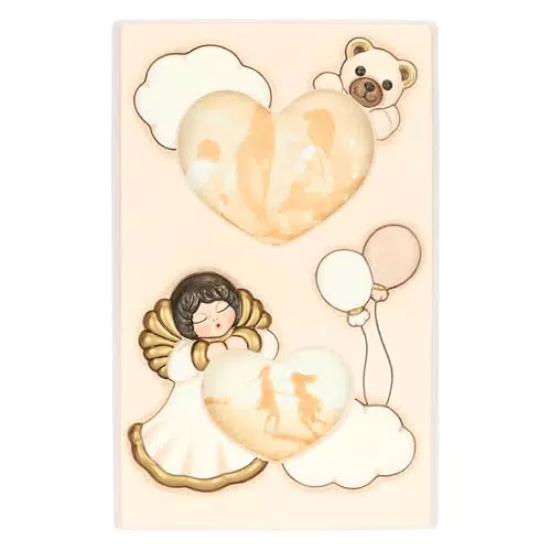 THUN Portafoto Doppio in Ceramica Decorata a Mano Linea Baby