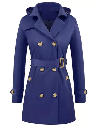 Tuopuda Trench Donna Doppiopetto Impermeabile Antivento Cappotto Lungo Classico